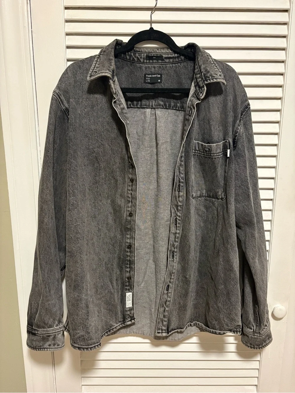 Washed Black Denim Jacket - Men's Casual Button-Up